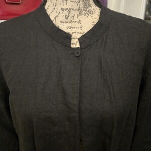 Eileen Fisher Irish Linen Black Blouse/Jacket, Sz L